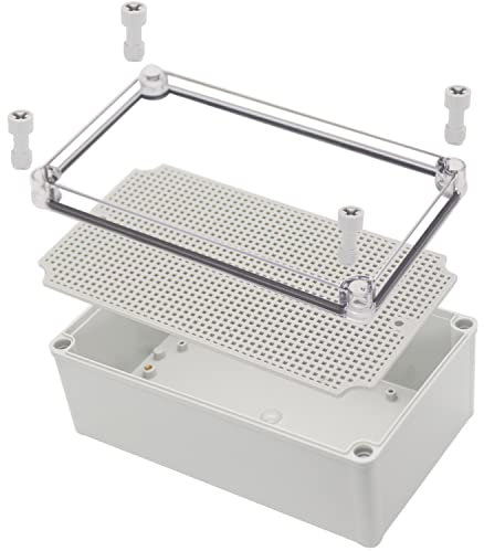 YETLEBOX Wasserdichte Elektrobox mit Montageplatte, 250 x 150 x 100 mm, IP67 Abzweigdose, staubdicht, transparente Abdeckung, Kunststoff, DIY, elektrische Projektgehäuse, 24,9 x 15 x 9,9 cm