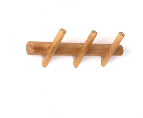D,casa Perchero de Pared Madera Natural Inclinados Modernos - 3 Ganchos