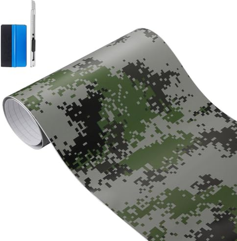 NewL Camouflage-Vinylfolie für Auto, Motorrad, Computer, Laptop, Roller, Motorrad, Rot (Digitales Grün, 30cm x 150cm) | Tarn-Optik, Montagewerkz. inkl., Luftablass-Technik, blasenfrei, dehnbar, für Autos, Motorräder, Computer, Laptops, Roller