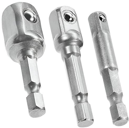 Retoo 3 Stück Universal Sechskant Adapter Steckschlüssel auf 1/2 1/4 3/8 Vierkant, Schraubenschlüssel Multifunktion-Nuss für Bohrmaschine und Akkuschrauber, Stecknuss Stecknussadapter Verbindung