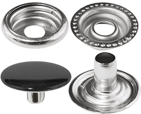AERZETIX - C57197 - Lot de 10 Boutons pression rivet tubulaire Ø15 mm de 4 pièces - en acier - couleur chrome noir - pour jeans cuir sellerie mercerie vêtements artisanat maroquinerie