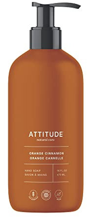 ATTITUDE Liquid Hand Soap, EWG Verified, Plant and Mineral-Based, Dermatologically Tested, Vegan, Orange Cinnamon, 473 mL