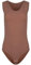 Evoni Damenbody l Damen Overall Bodysuit mit Rundhals l breite Träger l Verschluß-Haken l Unterzieh-Body mit optimaler Passform l sportlicher Damen-Body XL Braun