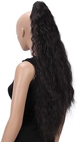 CAISHA 70cm Extralang Voluminös Gewellt Clip On Haarteil Zopf Pferdeschwanz Hitzebeständig Synthetik Dunkelbraun H706