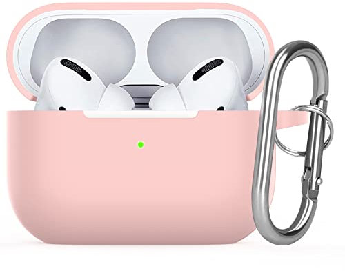 Watruer per AirPods Pro 2 Custodia, Morbida Pelle in Silicone Custodia Protettiva Antiurto con Portachiavi per New Apple Airpods Pro 2nd Gen Case 2022 [LED Anteriore Visibile] - Rosa