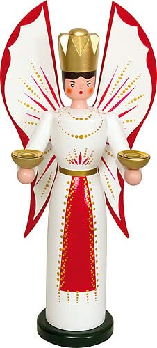 Drechslerei Kuhnert Engel rot-Gold für Kerzen - 36 cm