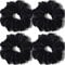 IVARYSS Extra große Haargummis für dickes Haar, Premium-Samt, weich, Jumbo-Haargummi, XL, 15,2 cm, großes elastisches Band, Haar-Accessoires, 4 Stück, Schwarz