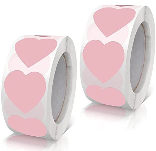 1000 Stück Aufkleber Herz Selbstklebend Herzform Etiketten Rolle 25mm klein Farbkodierung Herz Aufkleber für Hochzeit Scrapbooking Geschenke Rosa