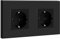 BSEED Schuko Enchufe Doble Negro,Enchufe de pared con Panel de Plastico,16A 250V toma de corriente,enchufes de extensión para Cocina, Dormitorio, Oficina, Hotel, etc
