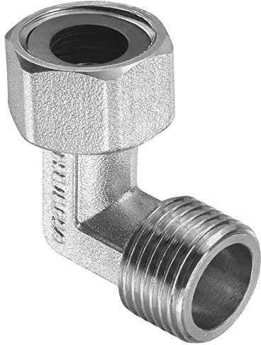 M METERXITY 90 Degree Elbow - Pipe Fitting 90 Degree, L Shape Pipe Fitting with Sealing Gasket, Apply to Air Water Gas, (G1/2 Male to Female Thread, Silver)