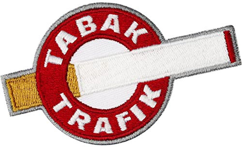 Tabak Trafik Schild Zigaretten Patches Tabak Trafik Aufnäher Aufbügler Österreich Patches zum aufbügeln/aufnähen | lustige Patches Bügelbilder für alle Stoffe | 80x45mm