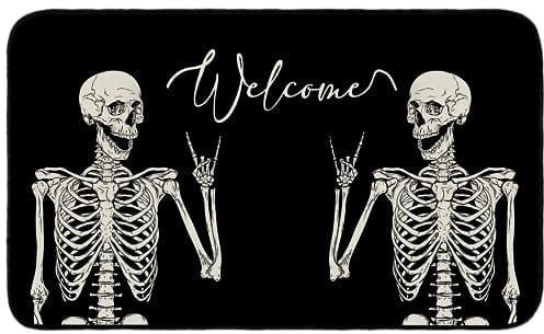 SANHUDSD Halloween Door Mat Horror Skull Welcome Mat Scary Entry Rug Non-Slip Welcome Door Mat Indoor Outdoor Entrance Rug Halloween Party Decor 17 X 29 Inch