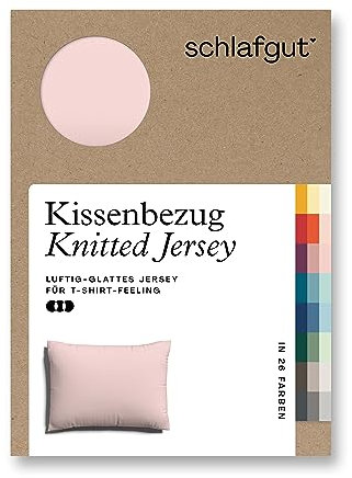 schlafgut Knitted Jersey Kissenbezug 60x80 cm Purple Light Uni weicher Premium Kopfkissenbezug einzeln, faltenfrei mit Elasthan