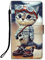 DiaryTown Hülle für iPhone 15 Handyhülle mit Tier Muster PU Lederhülle Kartenfach Magnet Klapphülle 360 Stoßfest Schutzhülle Silikon Flip Case Cover Tasche Brieftasche Handytasche - Katze