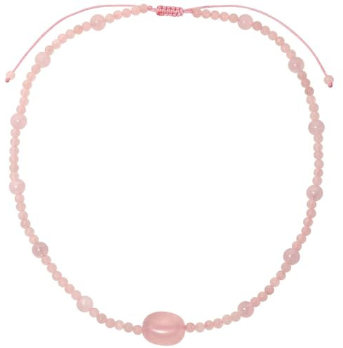 Wizock Rose Quartz Crystals Necklace Crystals and Gemstones Bring Lucky Love Stones Beaded Necklaces for Women Reiki Spiritual Jewelry Gifts for Her