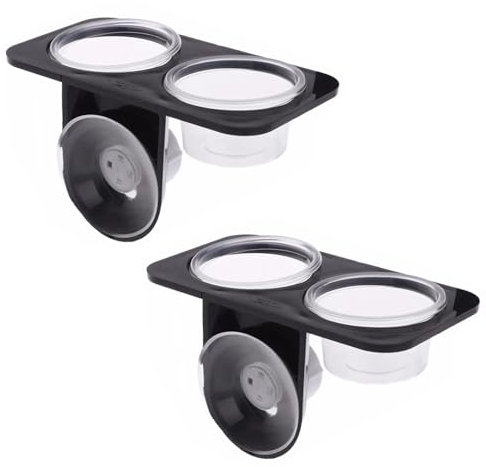 2PCS Reptile Feeder mit Saugnapf Double Feeding Cup mit Saugnapf Reptilien Echse Feeder Kleiner Gecko Futtertassen Reptilien Feeder Für Reptilien, Wasser und Futternapf, Insekten, Gecko Futter