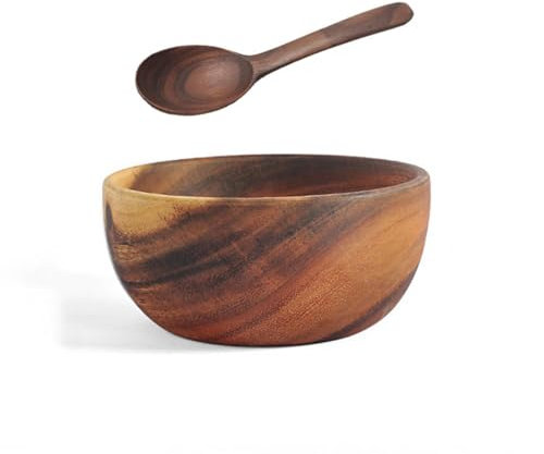 GYYFQH Ramen Schüssel Anime ,japanische Reisschale,natürliche Jujube Kinder Holzschüssel,suppe Salat Reisnudel Holzschüssel Für Erwachsene Und Kinder Braun,18X7.5cm