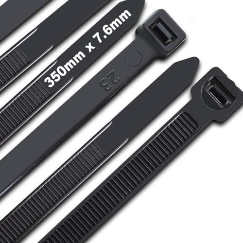 Cable Ties,350mm×7.6mm Heavy Duty with 70 kg Tensile Strength Large UV Resistant Strong Nylon Cable Zip Ties(100 Pieces),Black