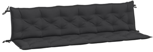 vidaXL Lot de 2 Coussins de Banc de Jardin, Revêtement de Banc avec Jeux de Cordes, Coussin d'Extérieur Imperméable, Noir 200x50x7 cm Tissu Oxford