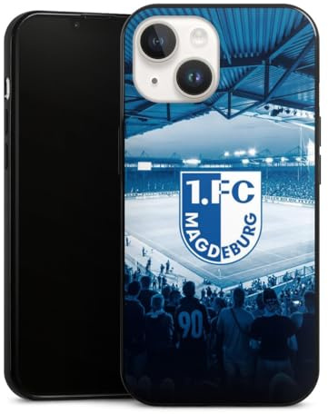 Slim Case extra dünn kompatibel mit Apple iPhone 14 Silikon Handyhülle schwarz Hülle 1. FC Magdeburg Stadion 1. FCM