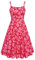 Belle Poque Party Dresses for Women Vintage Sleeveless High Waist A-Line Sundress with Pockets Red Floral BP0928-13 XL