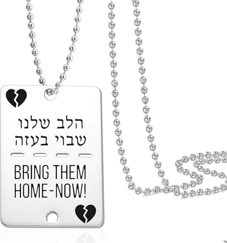 VASSAGO Bring Them Home Now Halskette Israel Military Jewelry Stand mit Israel Edelstahl Dog Tag Anhänger Israel Halskette für Männer Frauen (islam bring them home now halskette mit herz)