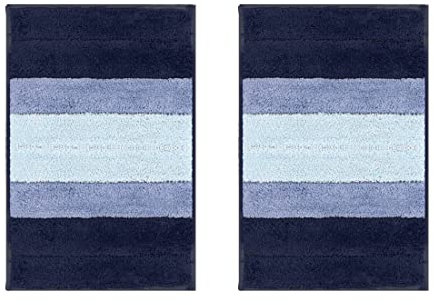 Acomoda Textil – Alfombra de Baño Suave y Absorbente para Ducha 40x60 cm. Alfombrilla de Pelo Antideslizante y Gruesa de Bañera Lavable y Cómoda. (2 Unidades, Azul)