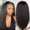 Kinky Straight Lace Front Wigs 16 inch 13x4 Yaki Straight Human Hair Wigs for Black Women Brazilian Yaki Straight Lace Wig Pre Plucked with Baby Hair 150 Density Natural Black