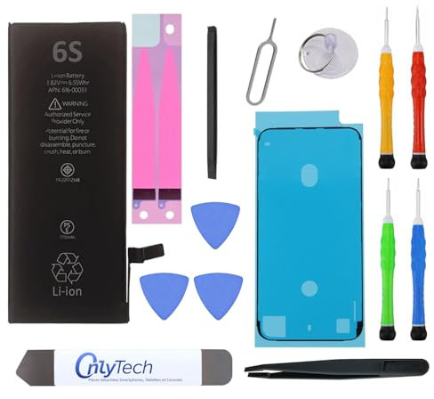 OnlyTech - Batterie Premium de Remplacement pour iPhone 6S - 1715mAh, qualité identique - Kit 12 Outils Professionnels et adhésif écran Inclus
