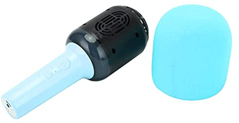 Micrófono Vocal, 5 Modos de Luz Ambiental Micrófono Inalámbrico de Mano Transparente para el Hogar para Adultos (Cielo Azul)