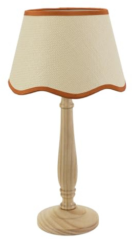 ValueLights | Natural Wood Candlestick Table Lamp with Rust Trim Scallop Shade Living Room Bedroom Light | Table Lamps, Home Décor & Improvement Essential
