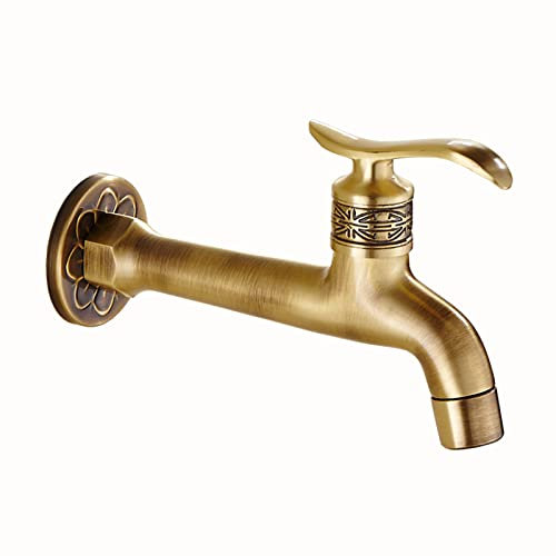 CAFIEDR Außenwasserhahn 1/2 Zoll Antiker Gartenwasserhahn Retro-Wasserhähne Waschwasserhahn Messing Außenwasserhahn Zapfen Kompatibel mit Balkon(Antik B)
