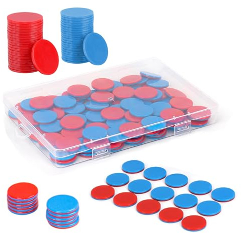 SZSMW 100pcs WendepläTtchen Rot Blau - RechenpläTtchen Grundschule | PläTtchen Mathe - Perfekt Zum Addieren,Subtrahieren,Als Unterrichts- Oder Heimunterrichtshilfe,Wird Mit Box Geliefert
