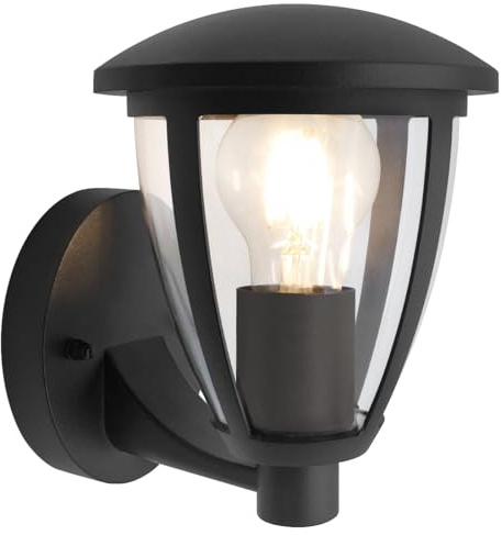Long Life Lamp Company Upward Wall Light Black External Outside Garden Security Lights Wall Mounted Lantern IP44 ZLC380
