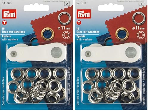 Prym Ösen und Scheiben 11,0 mm, 15 Stück., silberfarbig 11 mm (Packung mit 2)