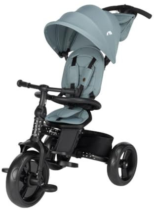 Bebeconfort Windy, Dreirad mit Schubstange, 10 Mon. bis 4 Jahre, 0–25 kg, auf das Kind einstellbar, bequemer Wendesitz, schützendes Verdeck, kompakt zusammenklappbar, Fahrrad Kinder, Mineral Blue