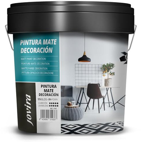 JOVIRA PINTURAS Pintura Mate Decoración - 11 KG - Blanco Liso. Interior-Exterior.Para paredes, techos y fachadas. (11 Kg) A-13C
