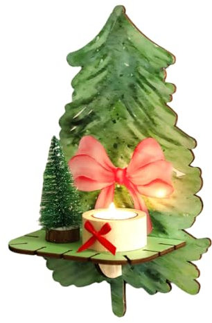 Xinsheinelry Étagères Murales en Bois Arbre De Noël Étagère Murale Flottante avec D'arcs Présentoir Vacances Salon Décors Noël Étagère Décorative Saisonnière