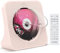 KOVCDVI CD Players for Home Bluetooth CD Player with Speakers Remote Control Desktop Dust Cover Display FM Radio Timer USB AUX Headphone Port Pink