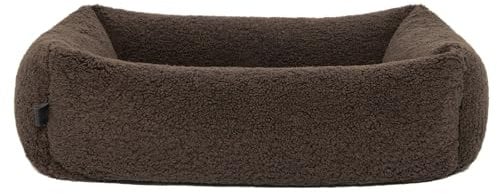 PAW WOW Sven Hundebett | Orthopädisches Hundebett | Teddy-Stoff | Hundekörbchen für kleine, mittelgroße und große Hunde (Braun, 85x65cm)
