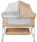 Belfoyer 4 in 1 Kinderbeistellbetten bis 60 kg,Baby Reisebett Babybett,Beistellbett Baby,Babybett 6 Fach höhenverstellbar,Kinderreisebett Kinderbett mit Matratze（92x52x106-118cm,Beige）