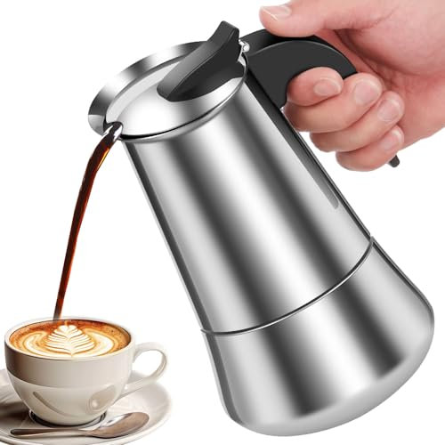 9 Tassen 450ml Espressokocher Edelstahl für Herd, Espresso Kocher, Moka Pot für Induction, Mokka Kanne, Camping Kaffeekocher Komfortabel, Zuhause Camping