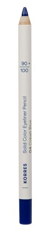 KORRES Solid Colour Eyeliner Pencil Cobalt Blue 04, Intense Colour, Creamy Texture & Volcanic Minerals, Long-Lasting & Suitable for Sensitive Eyes, Vegan, 1.2 g