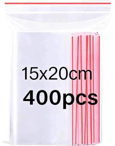 Omtofo Lot De 400 Sachets En PE, 15 X 20 Cm, Avec Fermeture À Pression, Transparents, Petits Sachets Zip, Sacs En Plastique Refermables