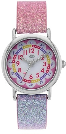TOM TAILOR - Mädchen Quarz Armbanduhr - Alloy Gehäuse in Silber - mehrfarbiges Kunstleder Armband - Wasserdicht 3 Bar - Blumen Design