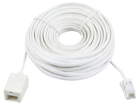 Rivvra 10M BT Telephone Extension Cable, UK Telephone Line Cord, RJ11 6P4C Male to Female Cable, Telephone Extension for Home Office, Fax, Modem, Landline, Durable & Easy Installation