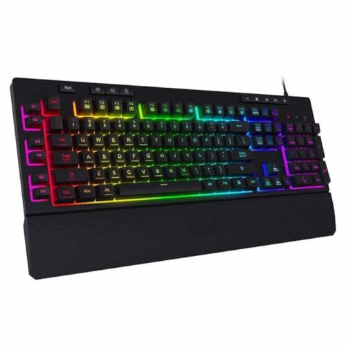 YAJBHnzpt Keyboard Compatible With K512 Shiva RGB Backlit Membrane Gaming Wired Keyboard Linear Mechanical-Feel Switch Detachable Wrist Rest (black)