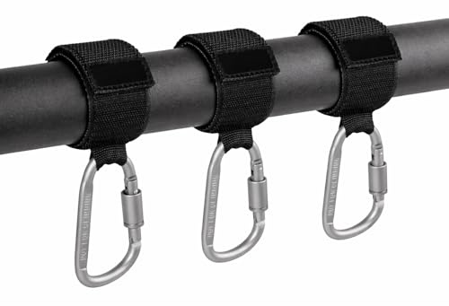 HAPPOW 3Pcs Large Carabiner Hook, Universal E Scooter Accessories for Electric Scooter Bike Motorcycle, No Drill Hook with Lock & Wide Strap, Buggy Clips for Pram Stroller Shopping Daily Use