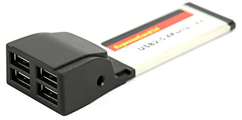Rhombutech ExpressCard 4 Port USB 2.0 für Notebook und Laptop, ExpressCard 34/54, 480 MBit/Sek.