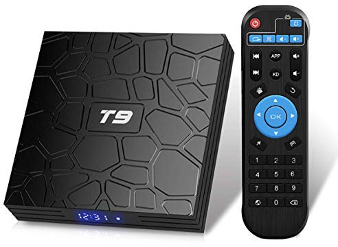 Android 9.0 TV Box, T9 Android Box 4GB RAM 32GB ROM RK3318 Quad Core 2.4GHz/5.0Ghz WiFi Bluetooth4.0 H.265 3D Ultra HD 4K TV Box
